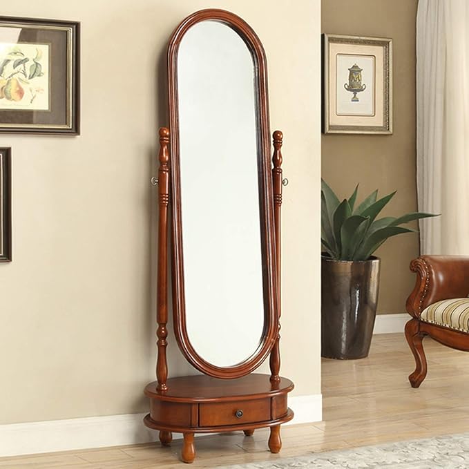 Lemanting Swivel Full Length Wood Cheval Floor Mirror,Full