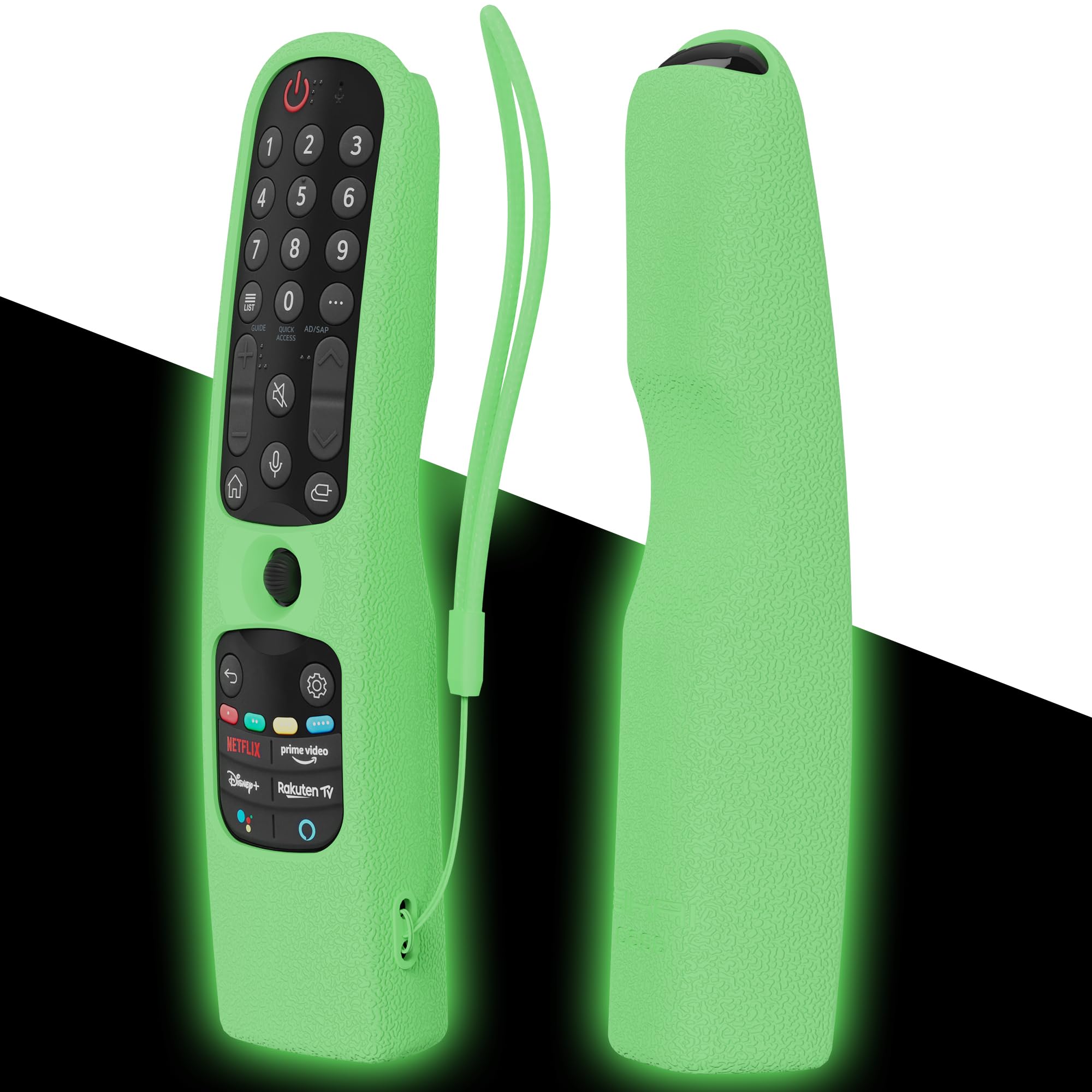 MOSHOU Silicone Remote Control Protective Case Compatible with LG OLED QLED Smart TV 2024/2023/2022/2021 Magic Remote Case, Anti Scratch With Remote Loop(Glow Green)
