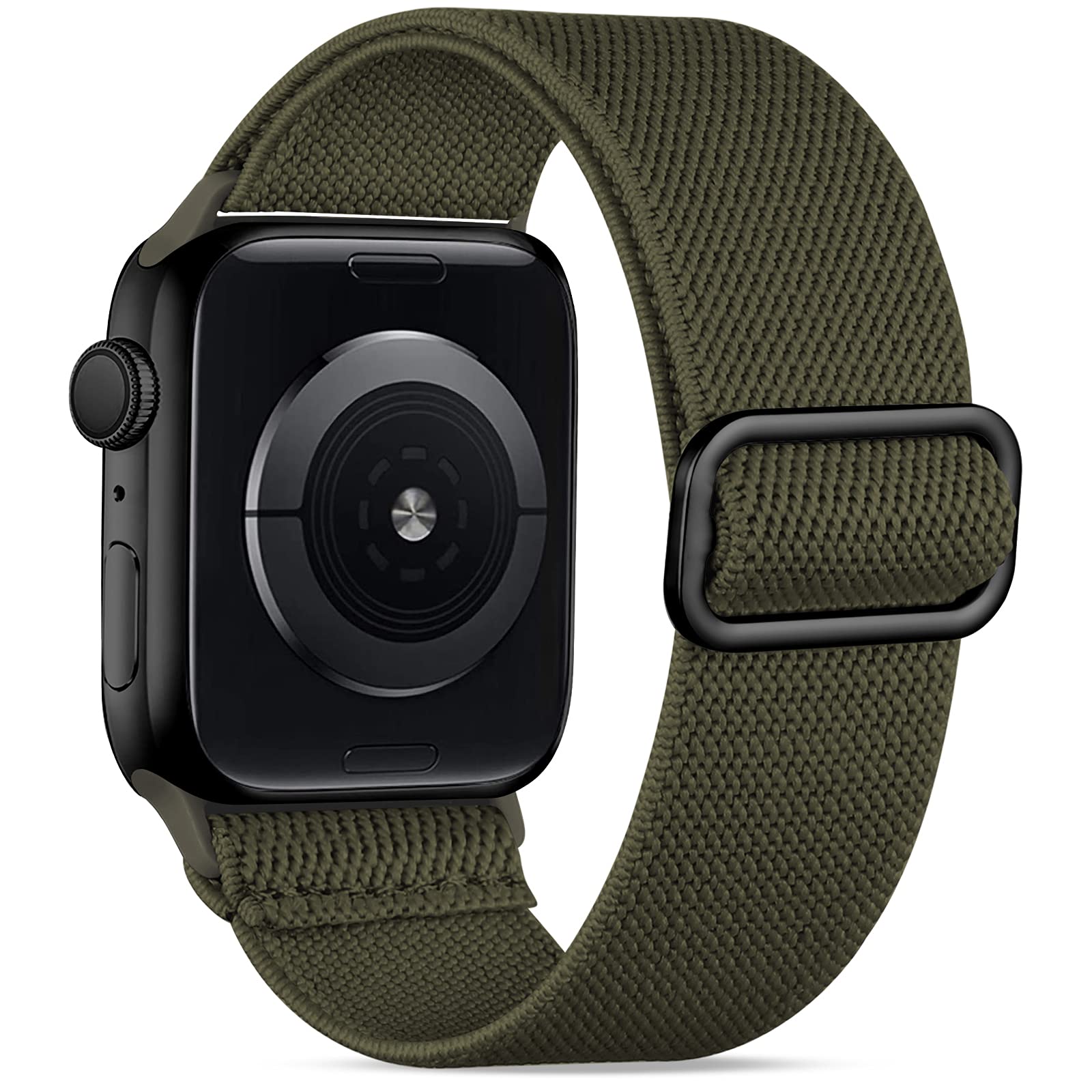 Wepro Strap Compatible with Apple Watch 42mm 44mm 45mm 46mm 49mm for Women/Men, Stretchy Adjustable Nylon Stylish Replacement Strap for Apple Watch SE/Ultra/iWatch Series 10 9 8 7 6 5 4, Green