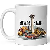 Nevada State Ceramic Coffee Mug 11oz Silver State - Tea Coffee Mug with Comfortable Grip - Unique Travel Gift Cup for Office or Home - Vibrant Long-Lasting Print ID44991