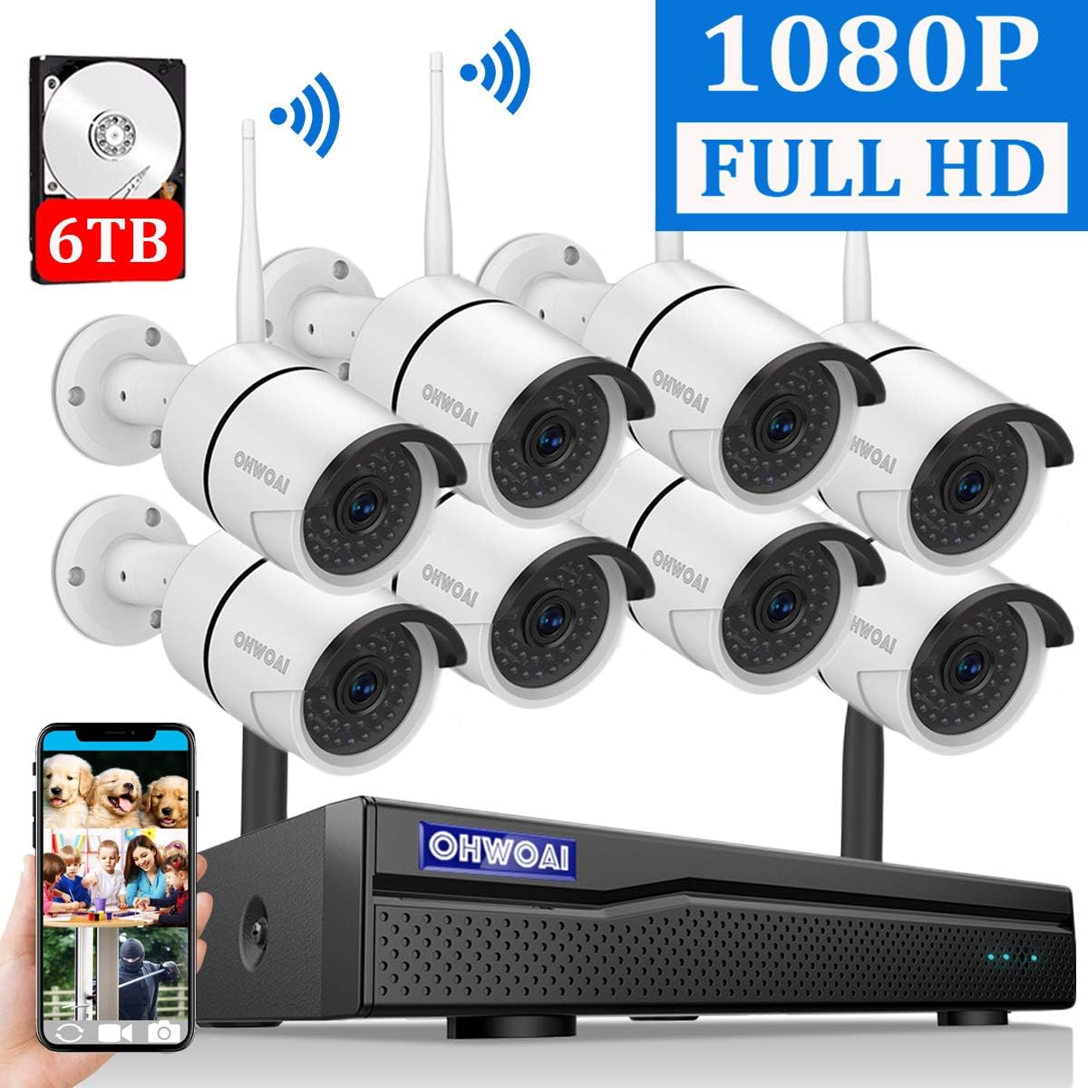 【2020 New】 Security Camera System Wireless, 4TB Hard Drive PreInstall