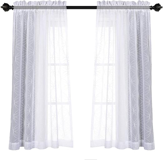 Amazon Com Mysky Home Sheer Curtains For Living Room Embroidered
