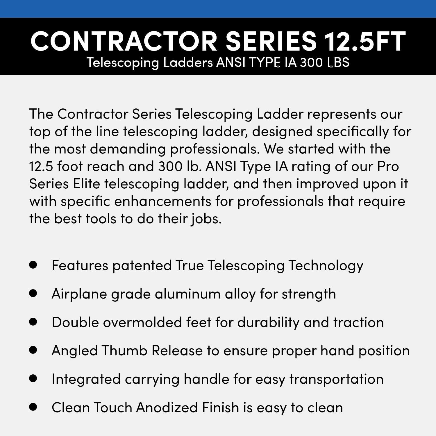 Xtend & Climb Contractor Series 125+/300 Telescoping ladder, Black - - 