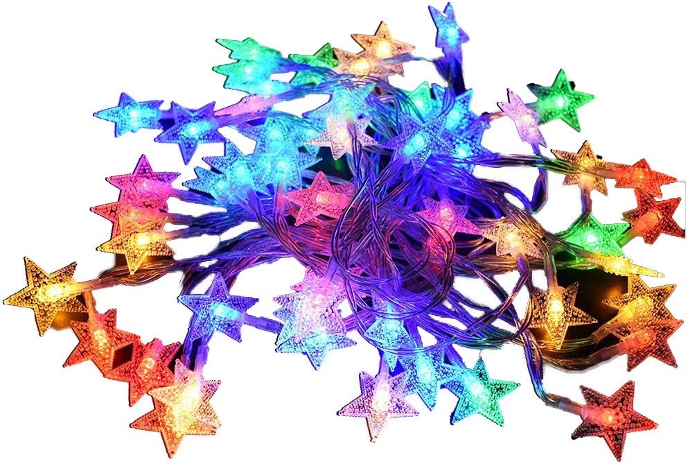 DoDoLightness 33feet/10m Stars String Light,Indoor/Outdoor LED String Lights for Gardens,Bedroom,Home, Wedding, Christmas Party, USB-powered (RGB)