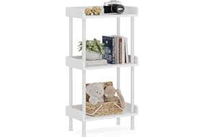 Hosfais Bookshelf Small Book Shelf, 3 Tier Wood Bookcase Industrial Bookshelf Metal Standing Book Shelves Display Book Rack f