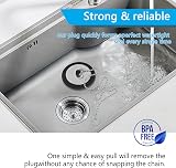 QINCINA 2 Pcs Universal Sink Plug 43mm 66mm Rubber 40cm Chain view 5