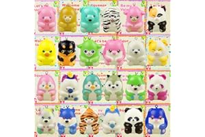 QINGQIU 24 Pack Valentines Cards with Animal Slow Rising Squishies Keychain Toys for Kids School Class Classroom Valentines Day Gifts Prizes Party Favors