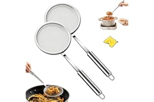 Stainless Steel Skimmer Spoon,100 mesh Stainless Steel Extra Ultra Fine Fat Skimmer Spoon,Strainers Fine MeshSlotted Ladle wi