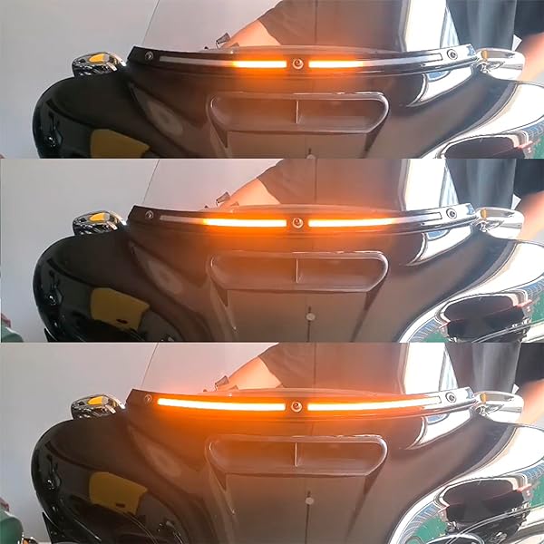 AREYOURSHOP CHROME WINDSHIELD TRIM WITH LED RUNNING TURN SIGNAL LIGHTS FOR HARLEY TOURING STREET GLIDE ELECTRA GLIDE ULTRA LIMITED 2014-2025, SMOKE LENS FRONT BATWING FAIRING WINDSHIELD ACCENT STRIP