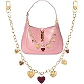 BELICEY Gold Purse Chain Red Heart Bag Charm Chain Strap Extender Decorative Bag Chains Metal Rhinestone Handbag Accessories Keychain Charms for Crossbody Tote Shoulder Bags