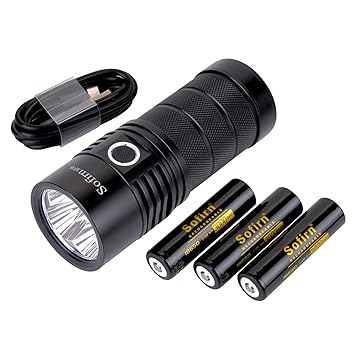 Sofirn SP36 LED Taschenlampe, 6000 Lumen, USB C Ladeanschluß, inkl. 3x 18650 Li-Ion Akku, 4x XPL2 LED, NarsilM V1.2 Treiber f