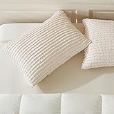 WARMDERN Beige Pillow Covers King Pillow Cases Soft Microfiber Pillow Cases Set of 2 Boho Textured Pillowcase with Envelope Closure(Beige, King 20x36inches)