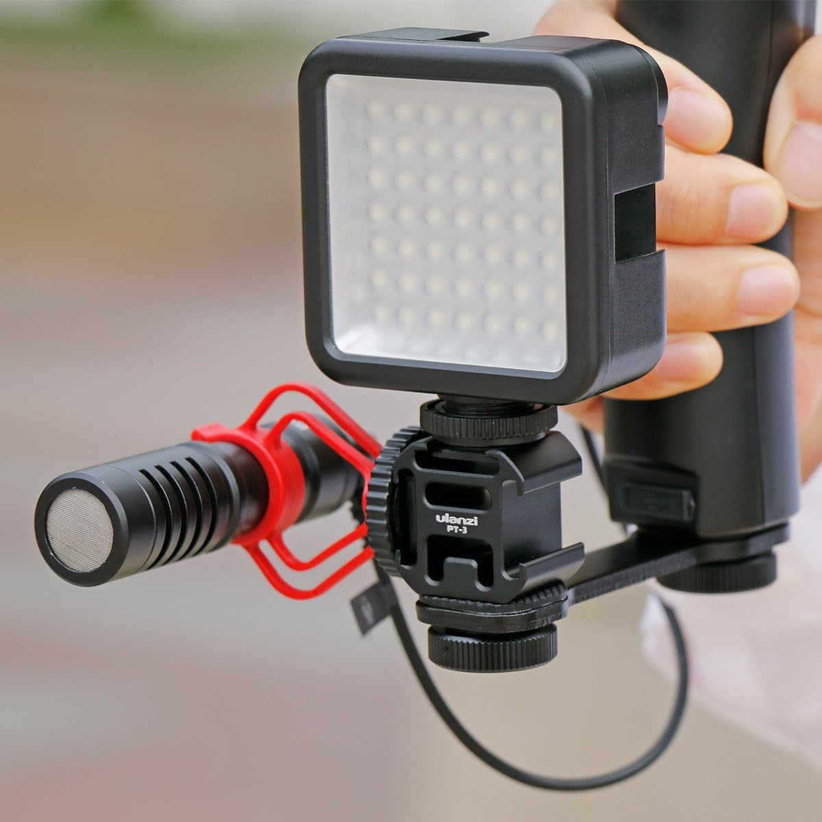 Ulanzi PT-3 Triple Cold Shoe Gimbal Microphone Mount Extenstion Bar, w 1/4 inch Adapter Video Light Microphone Mount Compatible for DJI OM 4/OSMO Mobile3/Zhiyun Smooth q 4/Feiyu Gimbal Stabilizer : Camera & Photo