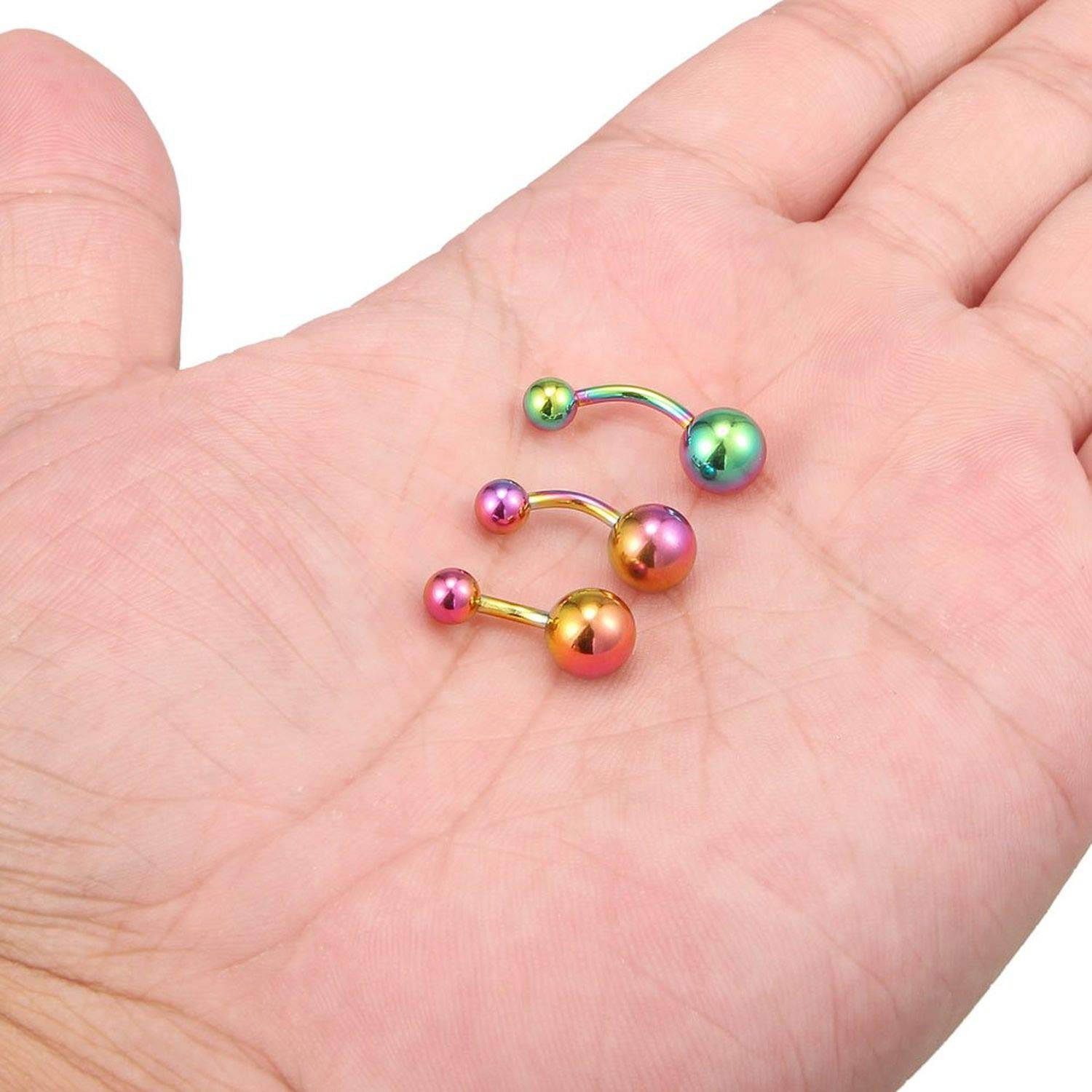 14G 316L Steel Shiny Ball Belly Earring Navel Button Rings Short Bar 6Mm 8Mm 10Mm 3Pcs Barbells