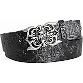 Y2k Cross Belt Men, Black Western Emo Goth Alt Belt for Woman Men, Cowboy Cowgirl Cool Scene Grunge Belts, Womens Country Leather Thick Belts for Jeans Trendy, Punk Fashion Gothic Accessories