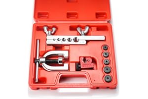 JINGTAO88 Flaring Tool Kit - Double & Single Tubing Flaring Tool Repair Kit with Tube Cutter and 5 Adapters Compatible with Copper、 Aluminum、 Brass、 Magnesium and Soft Steel
