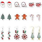 Christmas Stud Earrings for Women Tree Snowflake Bell Reindeer Drop Dangle Earrings Christmas Stocking Stuffers Jewelry Gifts Accessories