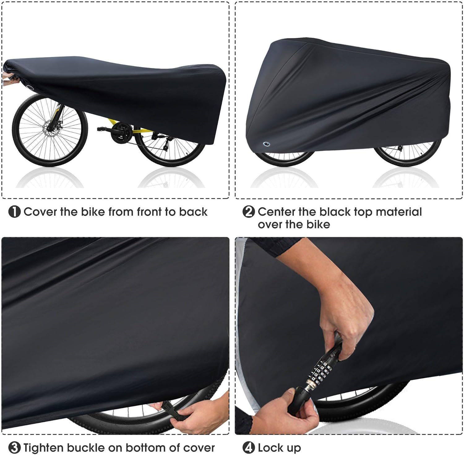 Puroma Bike Cover, 210D Outdoor Waterproof Bicycle Covers Rain Sun UV Dust Wind Proof with Lock Hole, Ideal for Mountain Road Electric Bike, XL(Black) : Sports & Outdoors