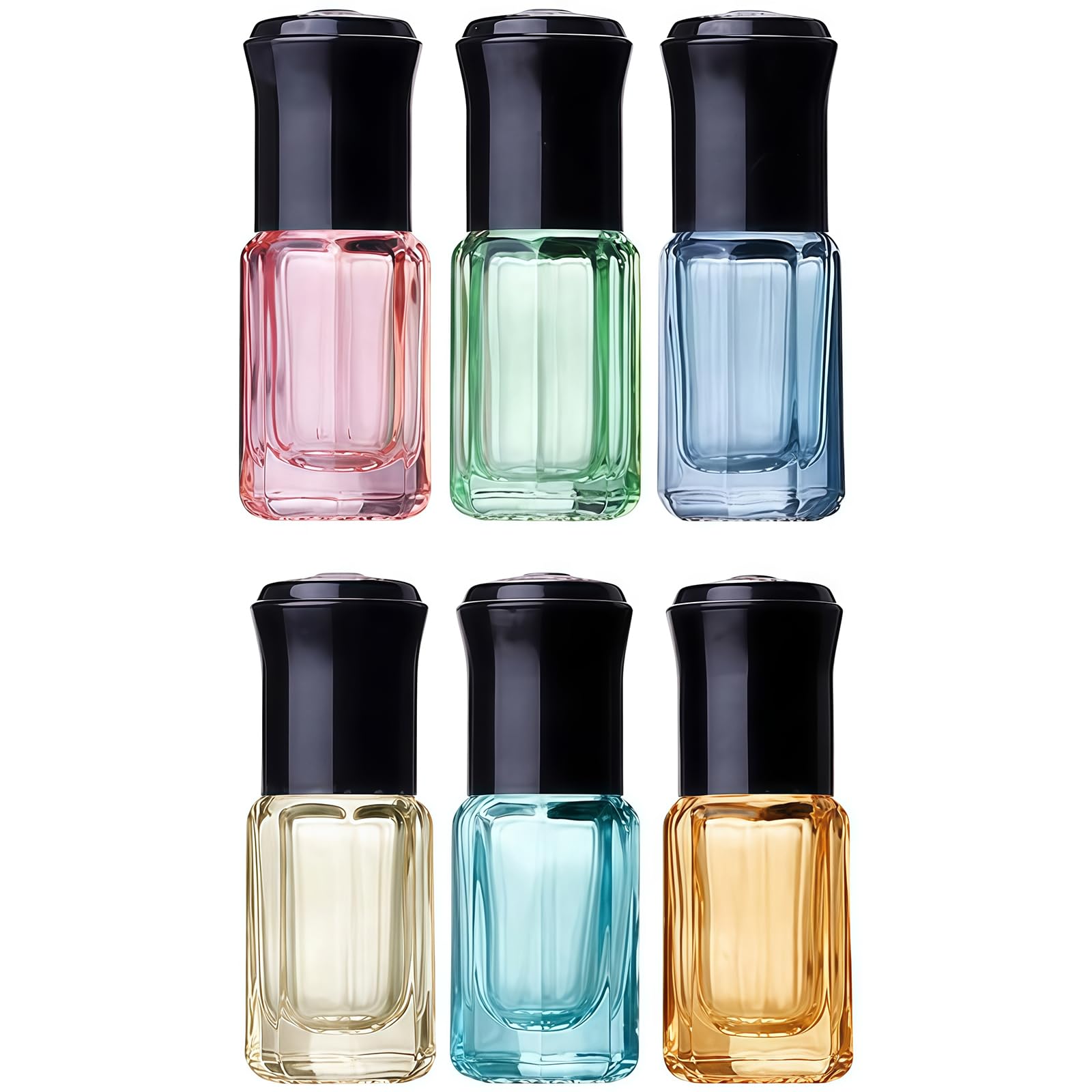 3ml Colorful Glass Roller Bottles 6 Pack, Refillable Essential Oil Roll On Bottles with Leak-proof Stainless Steel Roller Balls, Mini Empty Perfume Sample Vials for Aromatherapy & Travel