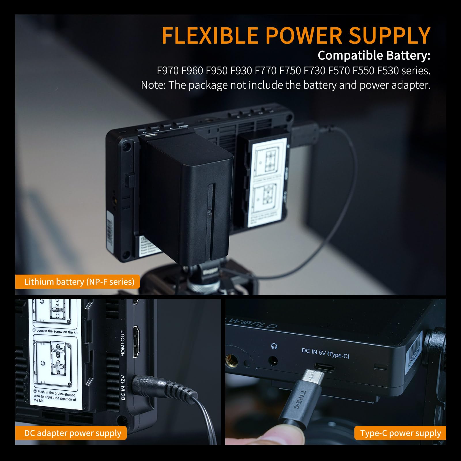 FEELWORLD F5 Prox 5.5 Inch 1600nit High Bright DSLR Camera Field Monitor with F970 Battery 6600mAh and Bag, Touchscreen Waveform LUT External Install and Power Kit 1920x1080 HDMI in Out Type-c Input