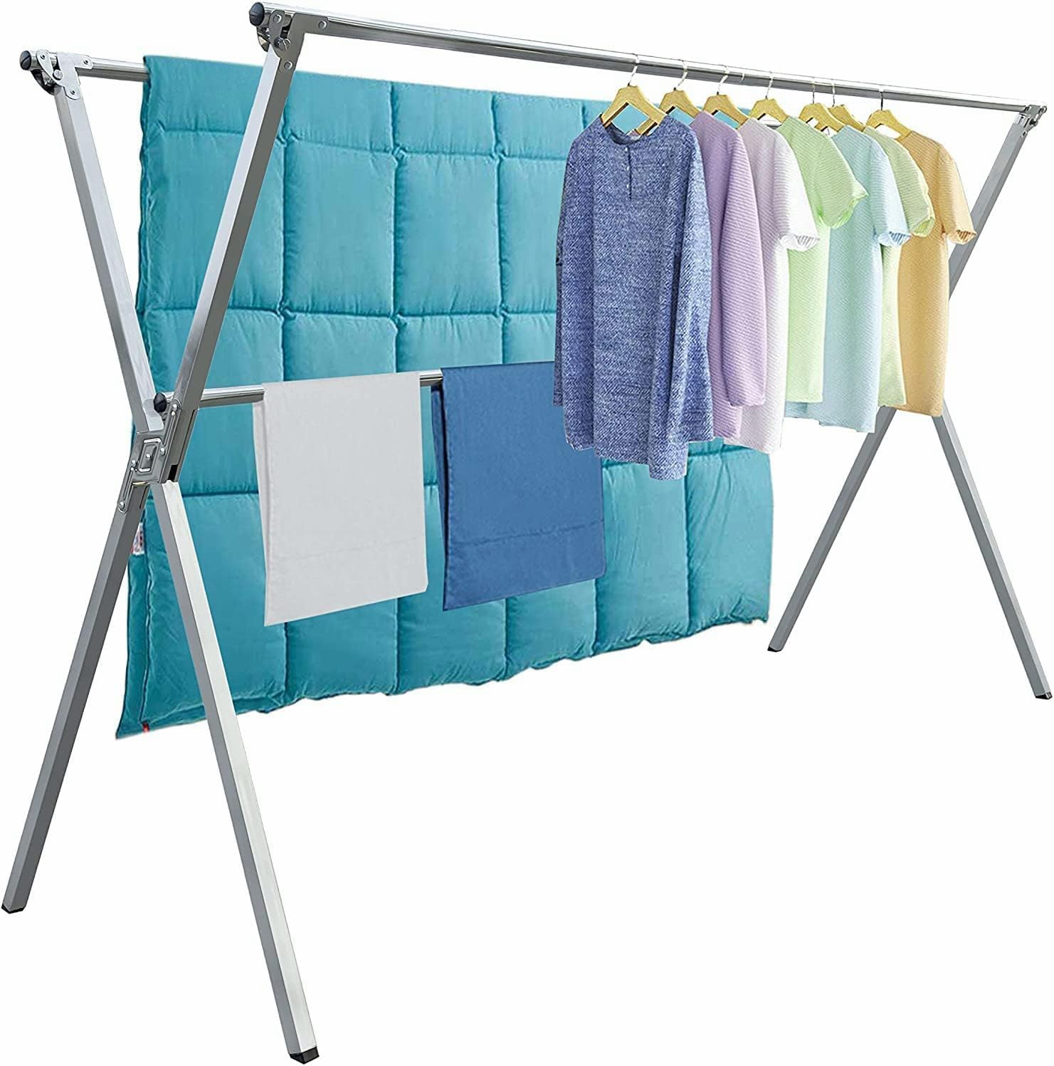 Photo 1 of AUGMIRR Clothes Drying Racks Outdoor, 82 Inches Updated Version,Stainless Steel Laundry Drying Rack for Indoor Outdoor and The Balcony,Length Adjustable Saves Space,with Windproof Hooks(004)