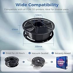 FLASHFORGE ABS Pro Filament 1.75mm Black, 3D