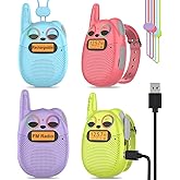 Qniglo Walkie Talkies for Kids Rechargeable 4 Pack, Kids Toys for 3-14 Year Old Girls Gifts Walkie Talkies for Outdoor Camping Games Christmas Birthday for 5 6 7 8 9 10 Year Old Boys Toddlers
