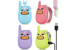 Qniglo Walkie Talkies for Kids Rechargeable 4 Pack, Kids Toys for 3-14 Year Old Girls Gifts Walkie Talkies for Outdoor Camping Games Christmas Birthday for 5 6 7 8 9 10 Year Old Boys Toddlers