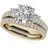 Luyona Bridal Set 1-1/3 CT Round-Cut Moissanite Engagement Ring for Women, Wedding Ring Sets 925 Sterling Silver