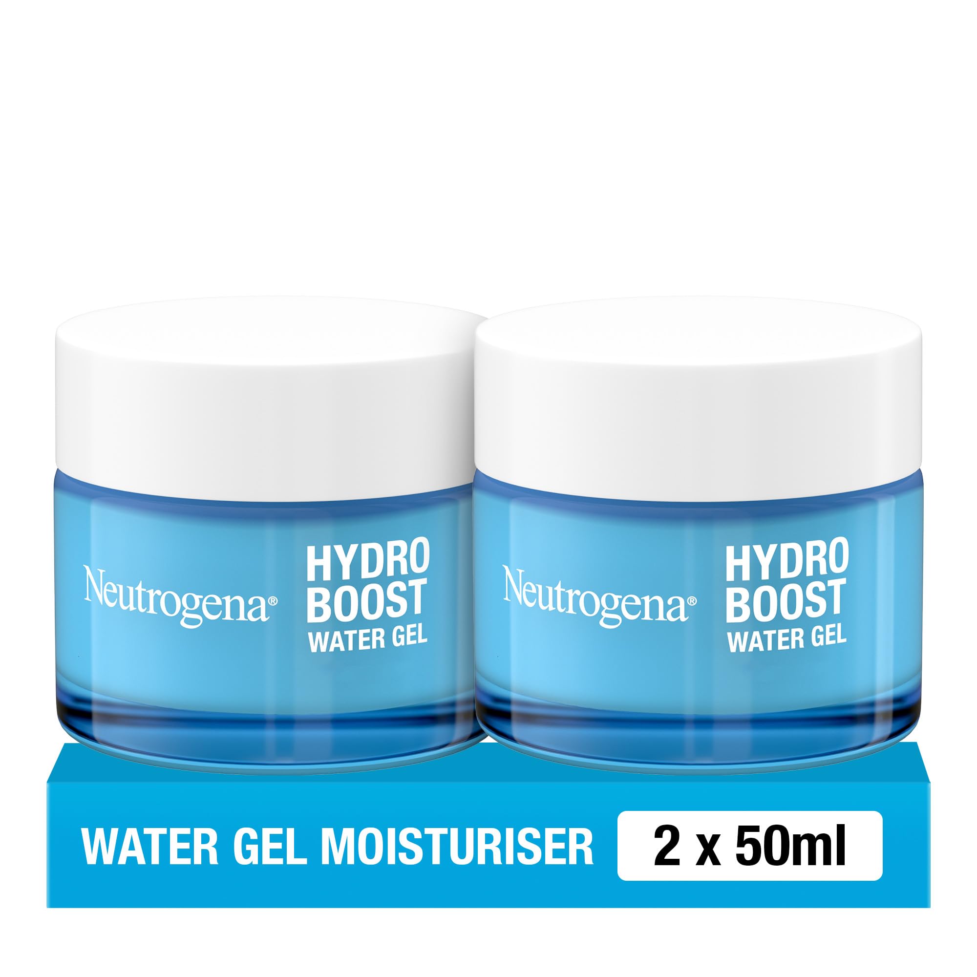Neutrogena Hydro Boost Water Gel Moisturiser (2x 50ml Bundle) Intensively Hydrating, Lightweight Water Gel Moisturiser with Hyaluronic Acid for Advanced Hydration, Suitable for All Skin Types