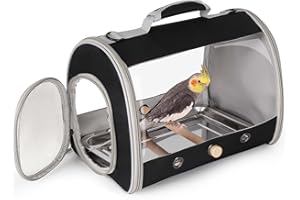 Portable Small Bird Travel Carrier Cage for Long Tail Bird Parakeet Cockatiel Conure Budgies, Clear Windows with Multi Vent H