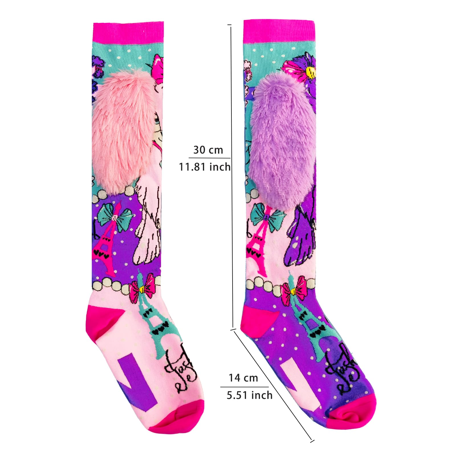 Crazy socks for kids Cute girl socks girls wacky Funky Stretch Mid to High Novelty Socks