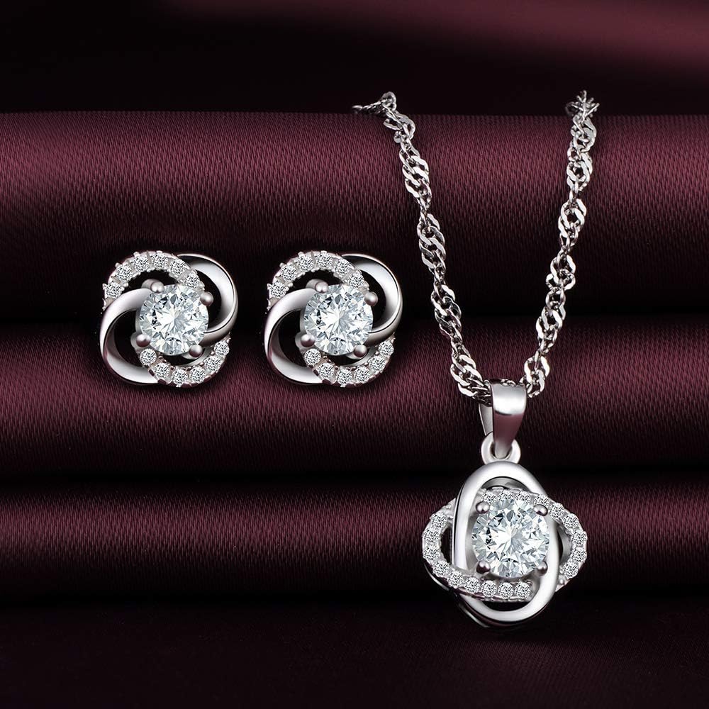 Yumilok Women Clover Earrings Women Necklaces Set 925 Sterling Silver Jewellry Necklace for Women Girls - Image 4