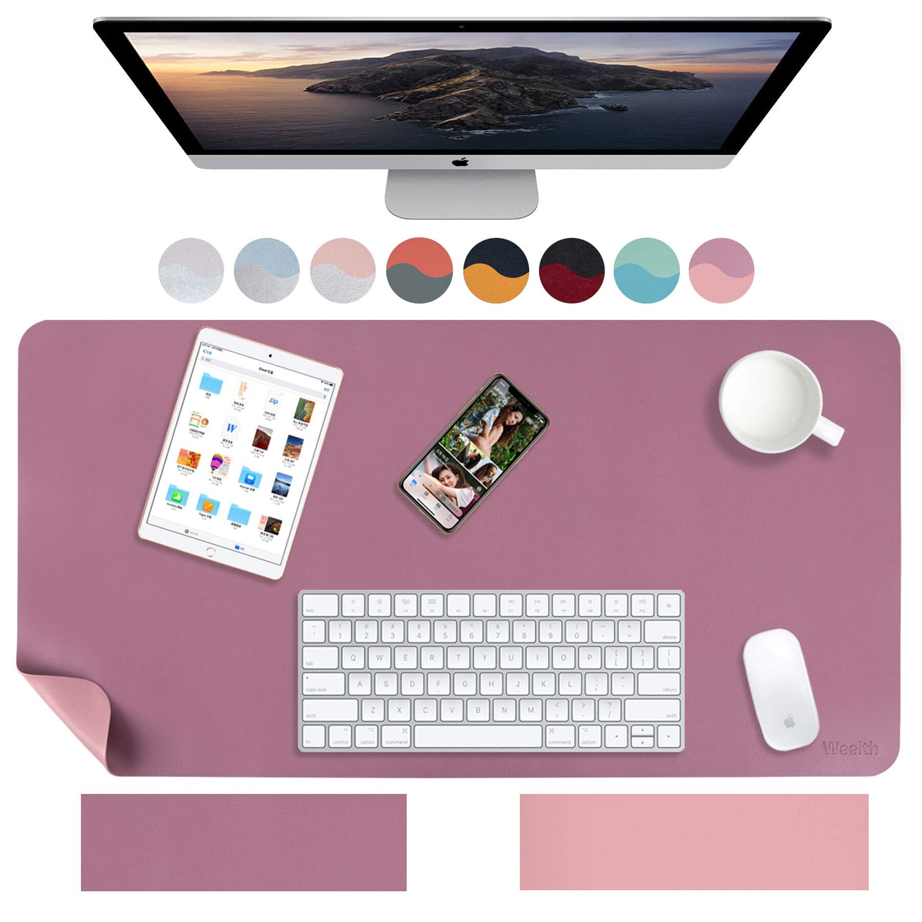 Weelth Multifunctional Waterproof PU Leather Desk Pad Double Sided Desk Pad for Office/Home — image 1