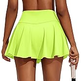 PINSPARK Womens Tennis Skirt Pleated Athletic Skirts with Pockets Shorts High Waisted Golf Skort for Workout Pickleball