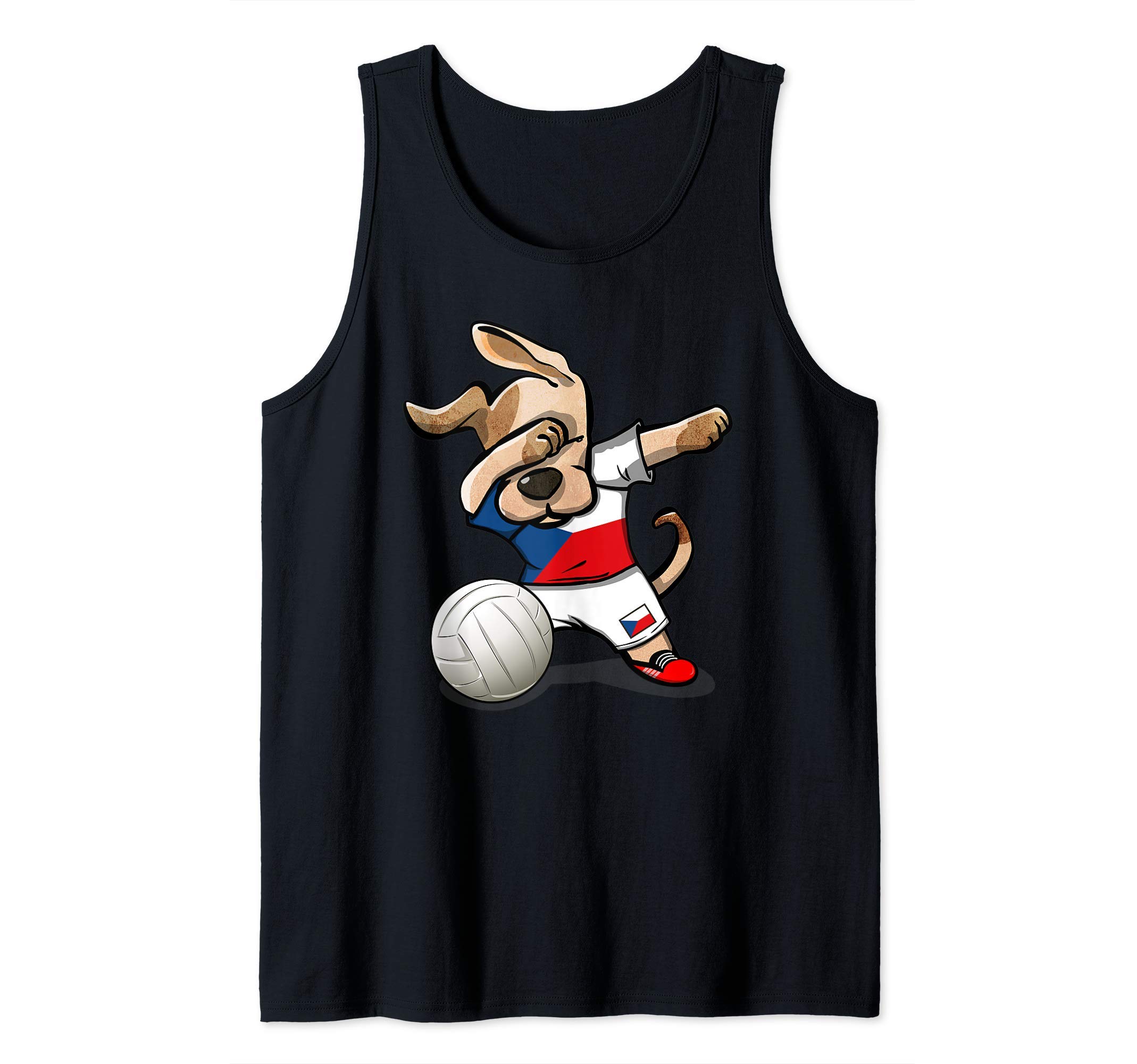 Dabbing Dog Proud Czech Republic Volleyball Lover Czech Flag Tank Top