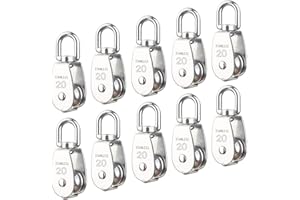 AUHOKY 10Pcs M20 Single Pulley Block(20mm), AUHOKY 304 Stainless Steel Hanging Wire Pulley Roller, Swivel Lifting Wire Rope Cable Towing Wheel - Loading 75kg/165lbs
