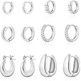 HILXURY 6 Pairs Small Gold Huggie Hoop Earrings for Women, 14K Gold Plated Cartilage Piercings Hoop Earrings Hypoallergenic, Trendy Lightweight Chunky Hoops Set for Women Gifts.