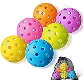 FASIUCHOI 6 Pack Outdoor Pickleball Balls with 40 Holes, High Durability | Colorful Pickle Balls with Mesh Bag for Practice, Training &amp; Recreation, Superb Visibility, Consistent Bounce &amp; Stable Flight