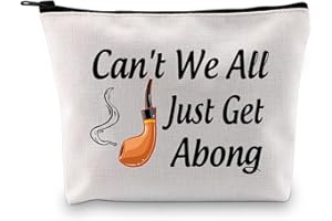 JXGZSO Funny Pot Smoker Gift Can't We All Just Get Abong Gifts For Cigarette Smokers Cigarette Print Cosmetic Bag With Zipper