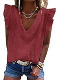 Dokotoo Womens Ladies Cute V Neck Tanks Tops Dressy
