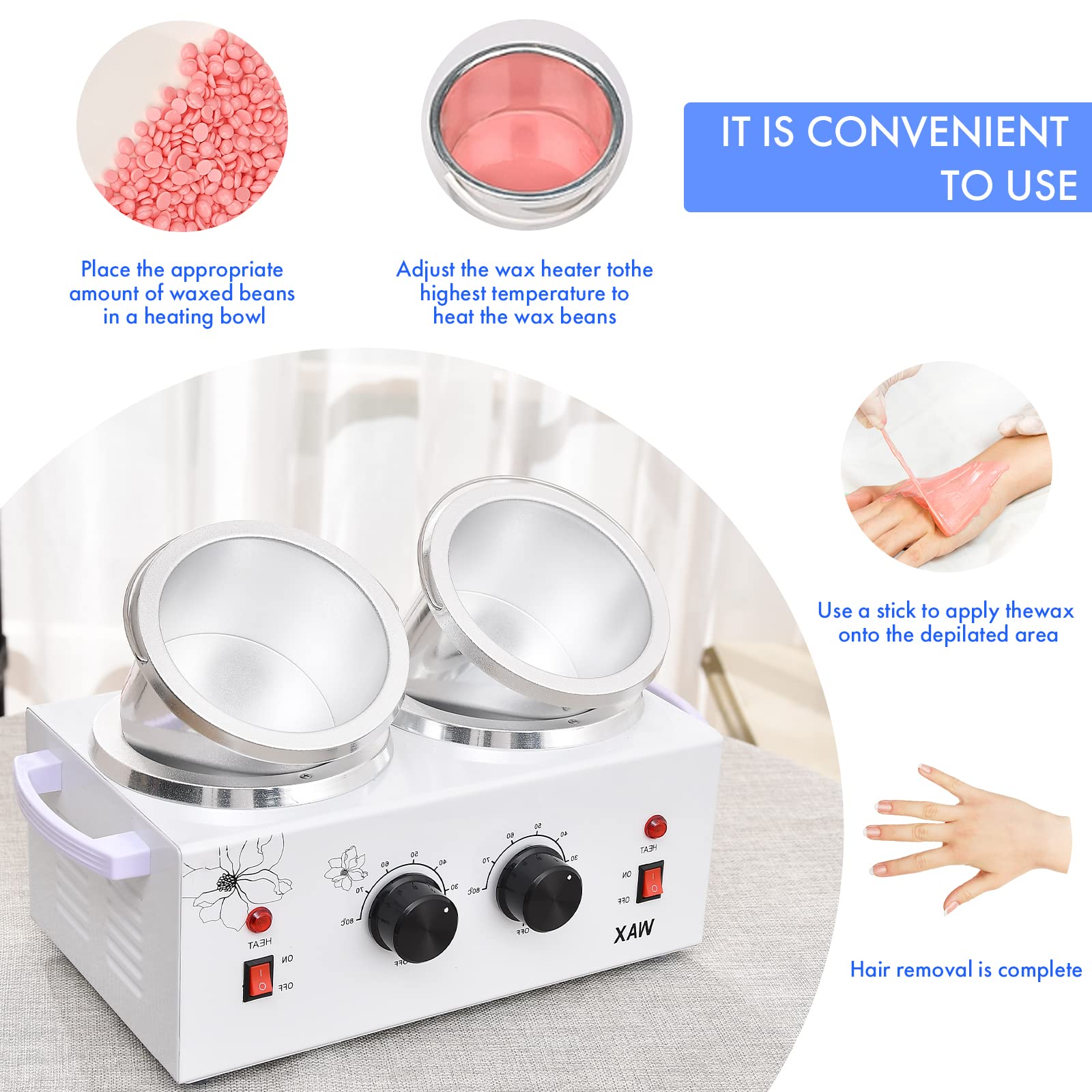 Waxing Kit Portable Wax Warmer Machine (double pots)