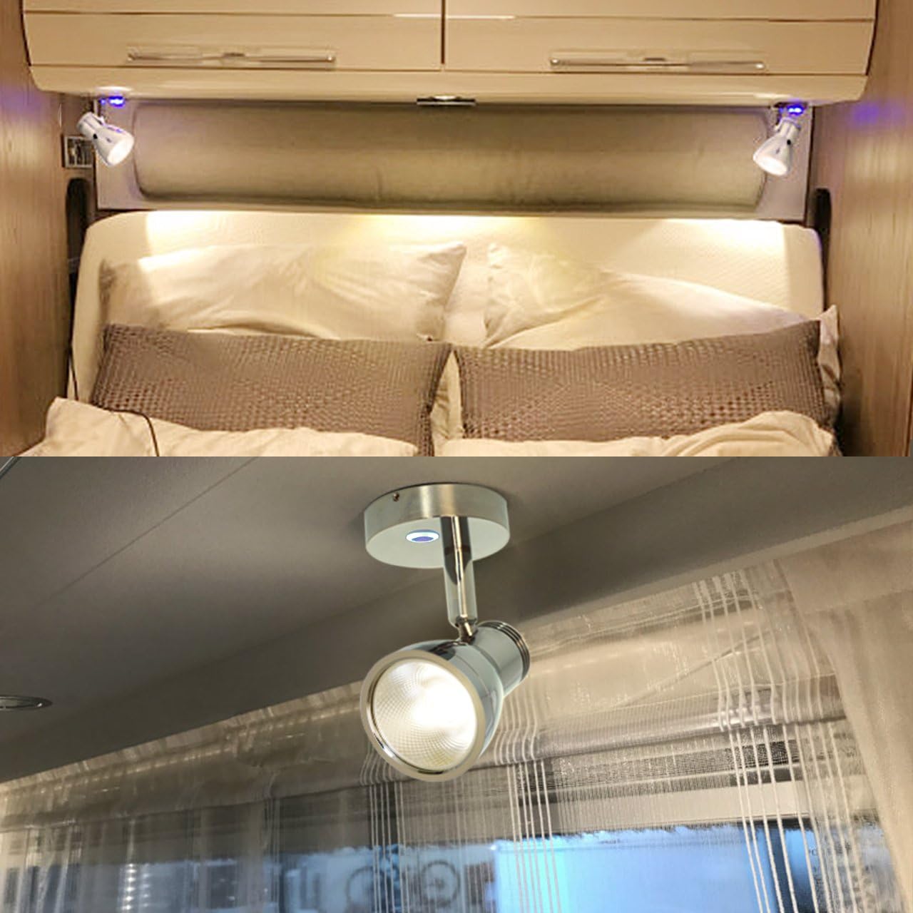 3W RV Stepless Dimming Reading Lights 12V Warm White Aluminum