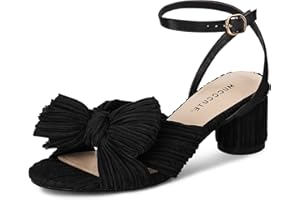 MUCCCUTE Women's Bow Knot Heeled Sandals Ankle Buckle Strap Chunky Heeled Open-toe Comfortable Wedding Party Fashion Heeled