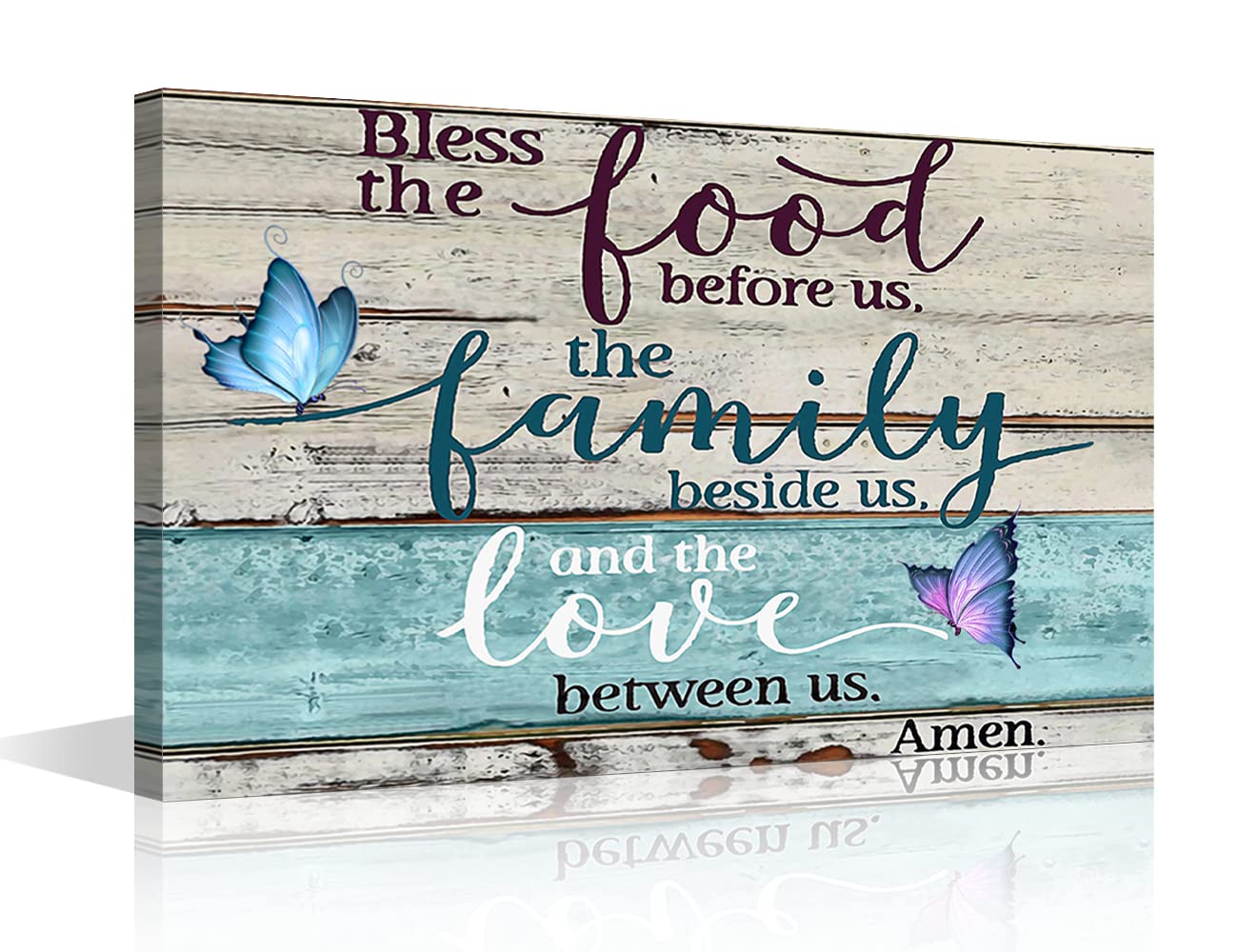 Wall Decorations Prayer Quotes Before Meal for Dinning Room Painting Pictures Print on Canvas Wall Art Wooden Frame Ready to Hang 8x12inch (20x30cm), Bless