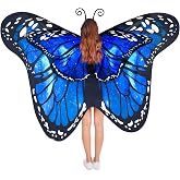 Suhine 2 Pcs Double Layer Halloween Monarch Butterfly Wings for Women | Butterfly Shawl Costume with Headband for Halloween Party