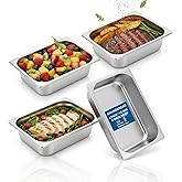 4 Pack 1/2 Half Size Hotel Pans, 4 Inch Deep Stainless Steel Steam Table Pans Breading Tray Buffet Food Pan, Square Commercial Hotel Pan for Chafing Dishes, Restaurants, Party Catering Supplies