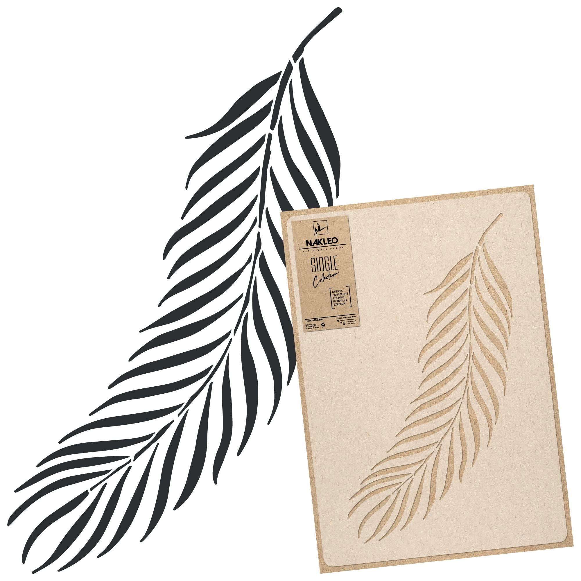 NAKLEO Floral Large Wall Painting Stencil 43x64 cm, Tropical Palm Leaf Pattern, Reusable Plastic Flower Template, DIY Art and Craft Home Decor, Floor Wood Fabric Furniture