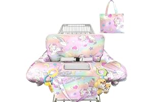 Polovillae Pink Shopping Cart Cover for Baby 2-in-1 High Chair Cover with Safety Harness Multifunctional Unicorn Pattern Cart Covers for Babies Soft Padded Grocery Cart Cover for Baby Boy Girl