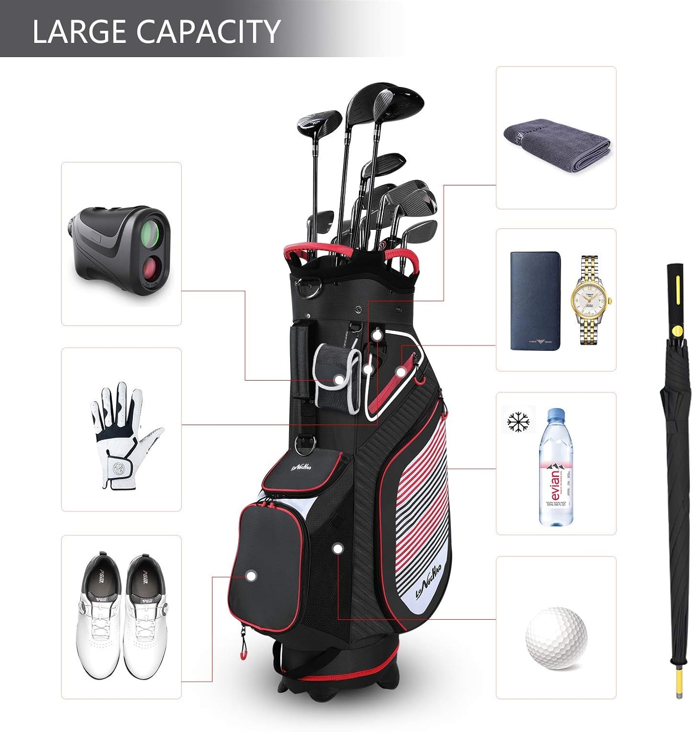 Golf Stand Bag 14 Way Divider, 6LB Lightweight Portable Walking/Riding Bags with Rain Hood & Straps : Sports & Outdoors